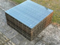 Fimous Square Rattan Coffee Tea Side Table Indoor Outdoor Use Garden Furniture Accessory Patio Dark Grey Mixed - thumbnail 5