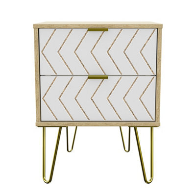 Jigsaw Ready Assembled Matt White 2 Drawer Bedside Table (H)570mm (W)450mm (D)395mm - image 1