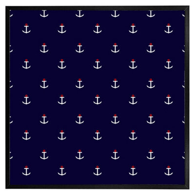 "Andrew Lee White & Red Anchors On Navy (Picutre Frame) / 16X16"" / Grey" - image 1