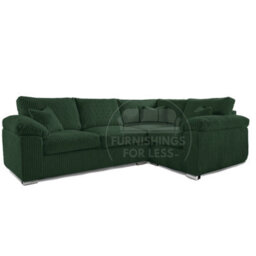 Furnishings For Less UK Delta Large Green 4 Seater Corner Sofa Right Hand Facing Jumbo Cord L Shape - thumbnail 1