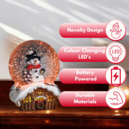 Marco Paul Christmas Led Snowman Snow Globe With Colour Changing Led's - thumbnail 4