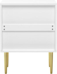 Hygrad Built to Survive White Wooden 2 Drawer Chic Fluted Bedside End Sofa Table Nightstand For Living Bedroom Home With 4 Golden Legs - thumbnail 8