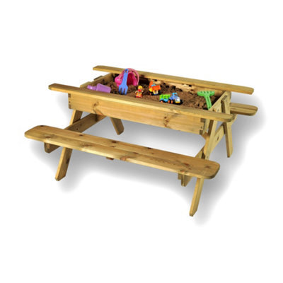 Leisurebench Children's Sandpit Picnic Table - Kids Garden Play Table With Storage - image 1