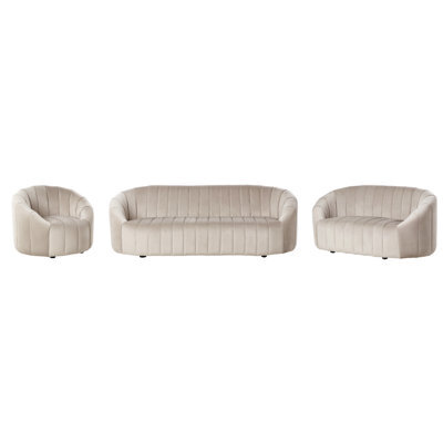 Beliani Living Room Set 6 Seater Malung Velvet Beige - image 1