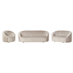 Beliani Living Room Set 6 Seater Malung Velvet Beige - thumbnail 1