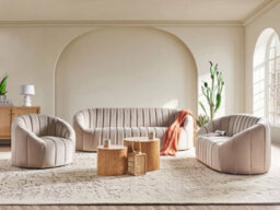 Beliani Living Room Set 6 Seater Malung Velvet Beige - thumbnail 2