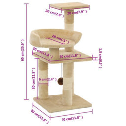 Walplus Cat Tree With Sisal Scratching Posts 65 Cm Beige - thumbnail 7