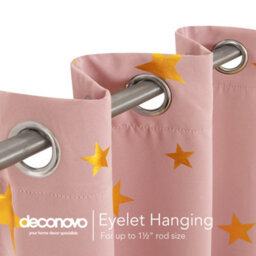 Deconovo Blackout Curtains, Gold Star Foil Printed Curtains, Eyelet Room Darkening Curtains, W66 X L72 Inch, Coral Pink, 2 Panels - thumbnail 4