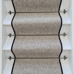 RainbowHome Herringbone Mirage Grey Stair Runner With 100 % Pure Wool Edge 60 600 - thumbnail 1