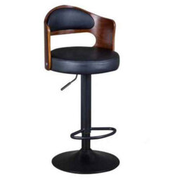 Swivel Bar Stool Chair, Wooden Seat with Faux Leather, Gas Lift Height Adjustable Black, 1 Pack - thumbnail 2