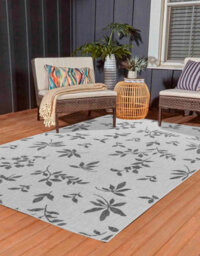 Modern Floral Design Outdoor-Indoor Rugs Dark Grey 160X230 Cm - thumbnail 1