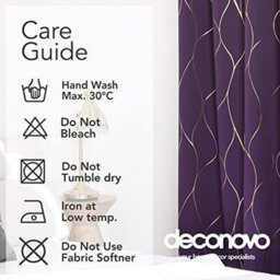 Deconovo Blackout Eyelet Curtains Gold Wave Foil Printed Curtains For Bedroom, 46 X 72 Inch (Width X Length), Purple Crape, 1 Pair - thumbnail 6