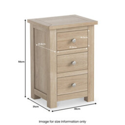 Duchy Washed Oak 3 Drawer Bedside Table - Fully Assembled By Roseland Furniture - thumbnail 6