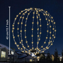 Shatchi 40Cm 3D Foldable Christmas Lighted Spheres - Large Fold-Flat Metal Frame Led Ball Lights, Festive Fairy Lights - thumbnail 2
