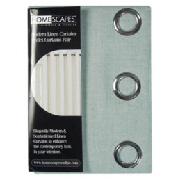 "Homescapes Duck Egg Blue Linen Eyelet Lined Curtain Pair, 66 X 72""" - thumbnail 5