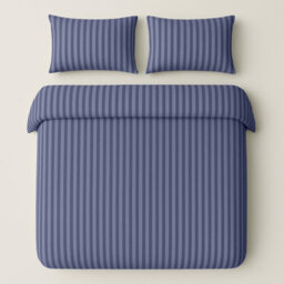 Bedlooms Washed Blue Stripe Duvet Cover Set, Reversible, Breathable & Hypoallergenic Bedding Pack, Single 135X200Cm - thumbnail 2