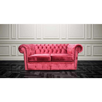 Chesterfield 2 Seater Sofa Settee Modena Pillarbox Red Velvet In Classic Style - image 1