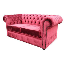 Chesterfield 2 Seater Sofa Settee Modena Pillarbox Red Velvet In Classic Style - thumbnail 6