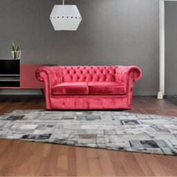 Chesterfield 2 Seater Sofa Settee Modena Pillarbox Red Velvet In Classic Style - thumbnail 5