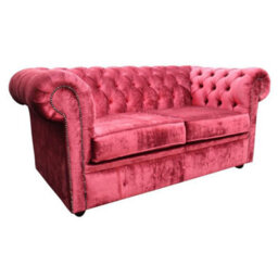 Chesterfield 2 Seater Sofa Settee Modena Pillarbox Red Velvet In Classic Style - thumbnail 4