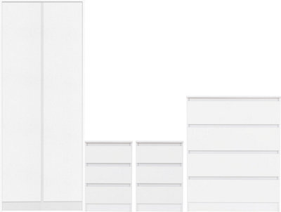 Seconique Malvern 2 Door Wardrobe Bedroom Set White With Chest And X2 Bedsides - image 1