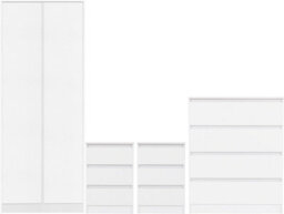 Seconique Malvern 2 Door Wardrobe Bedroom Set White With Chest And X2 Bedsides - thumbnail 1