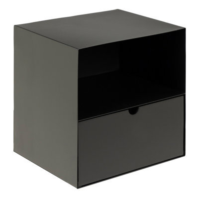 Furniture To Go Joliet 1 Drawer Wallmounted Bedside Table In Matt Black - image 1