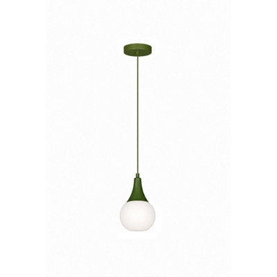 Luminosa Lighting Luminosa Lacrima Slim Pendant Ceiling Light Green White Glass Shade 1X E27 - image 1
