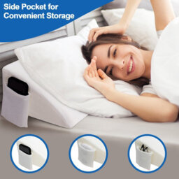 Costway Full Size Bed Wedge Pillow Bolster Triangle Pillow Long Gap Filler Side Pocket - thumbnail 5
