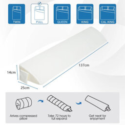 Costway Full Size Bed Wedge Pillow Bolster Triangle Pillow Long Gap Filler Side Pocket - thumbnail 2