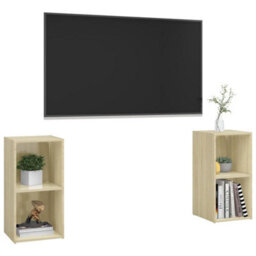 Berkfield Tv Cabinets 2 Pcs Sonoma Oak 72X35X36.5 Cm Engineered Wood - thumbnail 3