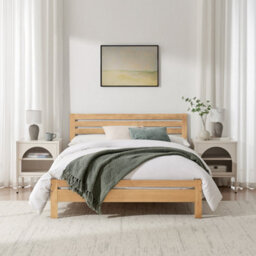 Furniturebox Uk Declan Oak Stain Solid Pine Double Bed Frame - thumbnail 2
