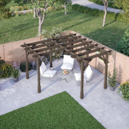 Rutland County Garden Furniture Corner Pergola - Wood - L360 X W360 Cm - Rustic Brown - thumbnail 5