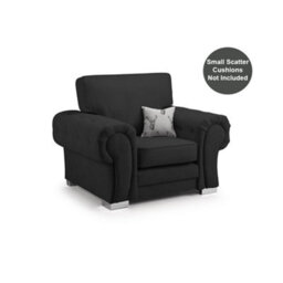Furnishings For Less UK Milan Black Fabric Single Seater Armchair Fabric Full Back Chesterfield Style - thumbnail 1