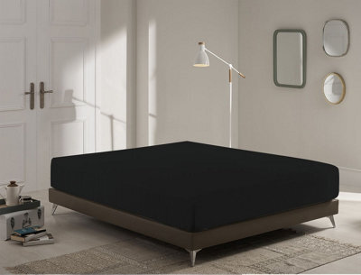 Homes & Linen Super Soft Brushed Microfiber Embossed Stripe Extra Deep Black Fitted Sheet 40Cm Mattress Cover - image 1