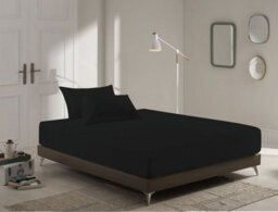Homes & Linen Super Soft Brushed Microfiber Embossed Stripe Extra Deep Black Fitted Sheet 40Cm Mattress Cover - thumbnail 2