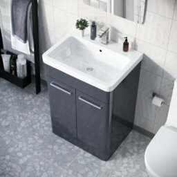 Nes Home Afern 600mm Vanity Unit Cabinet And Wash Basin Anthracite - thumbnail 4