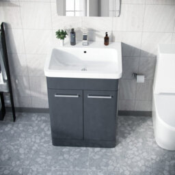 Nes Home Afern 600mm Vanity Unit Cabinet And Wash Basin Anthracite - thumbnail 5