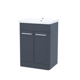 Nes Home Afern 600mm Vanity Unit Cabinet And Wash Basin Anthracite - thumbnail 6
