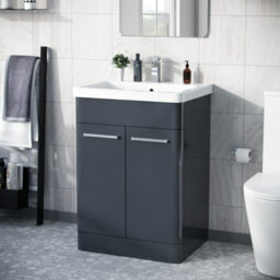 Nes Home Afern 600mm Vanity Unit Cabinet And Wash Basin Anthracite - thumbnail 1