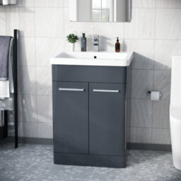 Nes Home Afern 600mm Vanity Unit Cabinet And Wash Basin Anthracite - thumbnail 2