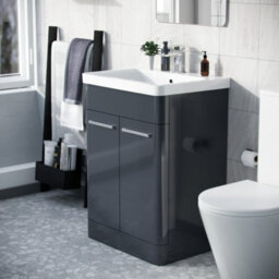 Nes Home Afern 600mm Vanity Unit Cabinet And Wash Basin Anthracite - thumbnail 3