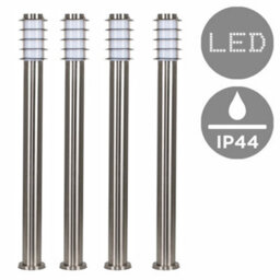 Valuelights Wharf 4 Pack Outdoor Stainless Steel Wired Bollard Lantern Light Posts - thumbnail 1