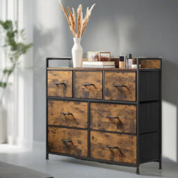 Pirlo Plush Industrial Rustic Brown Chest With 7 Fabric Drawers - thumbnail 2