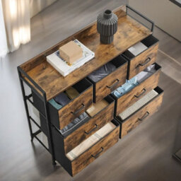 Pirlo Plush Industrial Rustic Brown Chest With 7 Fabric Drawers - thumbnail 3