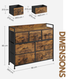 Pirlo Plush Industrial Rustic Brown Chest With 7 Fabric Drawers - thumbnail 8
