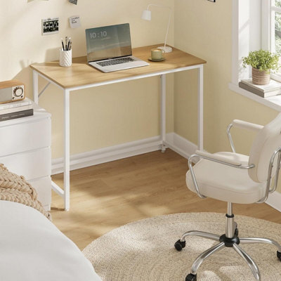 Songmics Contemporary Home Desk, Elegant Work Surface For Multiple Settings, Natural Oak And Pearl White - image 1