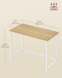 Songmics Contemporary Home Desk, Elegant Work Surface For Multiple Settings, Natural Oak And Pearl White - thumbnail 2