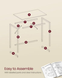 Songmics Contemporary Home Desk, Elegant Work Surface For Multiple Settings, Natural Oak And Pearl White - thumbnail 3