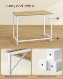 Songmics Contemporary Home Desk, Elegant Work Surface For Multiple Settings, Natural Oak And Pearl White - thumbnail 5